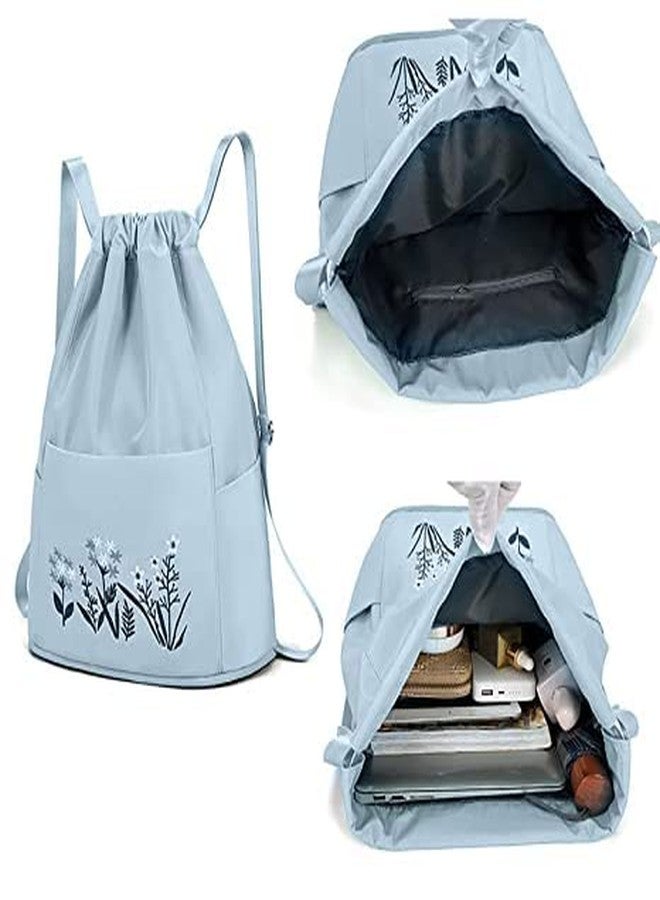 HIMART Large Capacity Folding Travel Bag Foldable Duffel Bag Lightweight Waterproof Travelling Bag,Drawstring Backpack for Outdoor College Travel & Shopping.(Blue Less Bag) - Image 2